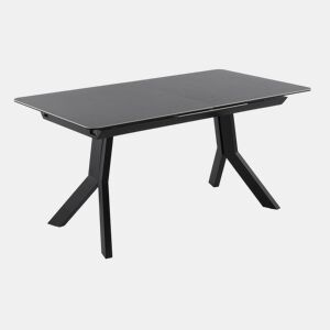 Mesa extensível branca tampo de mármore cerâmico e pernas de metal 160210X90 cm