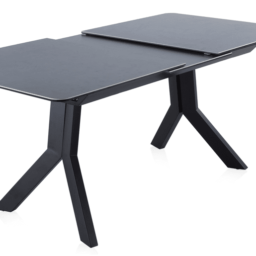 Mesa extensível branca tampo de mármore cerâmico e pernas de metal 160210X90 cm