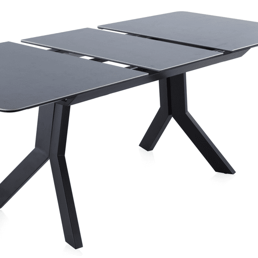 Mesa extensível branca tampo de mármore cerâmico e pernas de metal 160210X90 cm