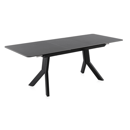 Mesa extensível branca tampo de mármore cerâmico e pernas de metal 160210X90 cm