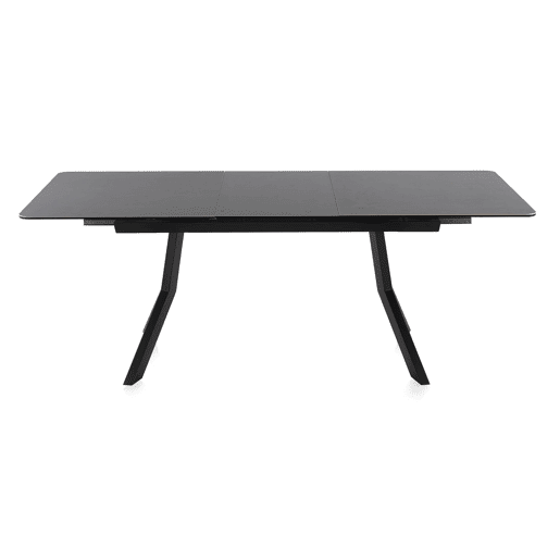 Mesa extensível branca tampo de mármore cerâmico e pernas de metal 160210X90 cm