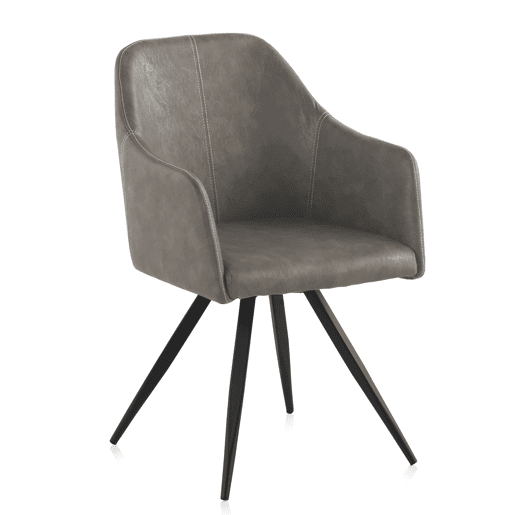 Poltrona de efeito de couro taupe com pernas de metal