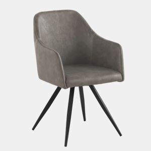 Poltrona de efeito de couro taupe com pernas de metal