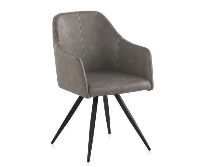 Sillón efecto piel color topo con patas de metal
