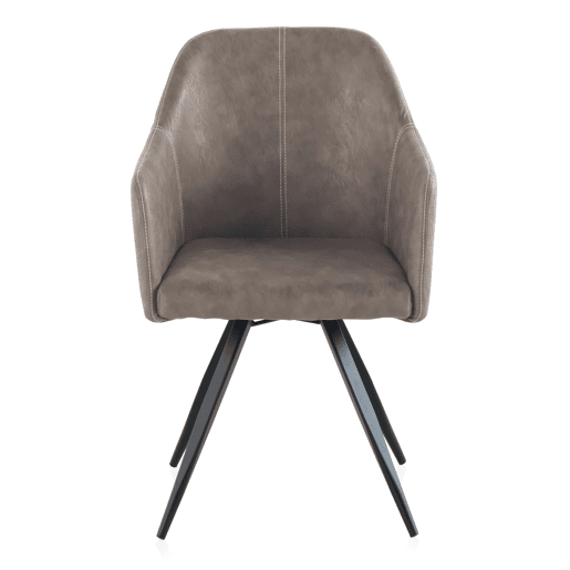 Poltrona de efeito de couro taupe com pernas de metal