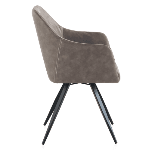 Poltrona de efeito de couro taupe com pernas de metal