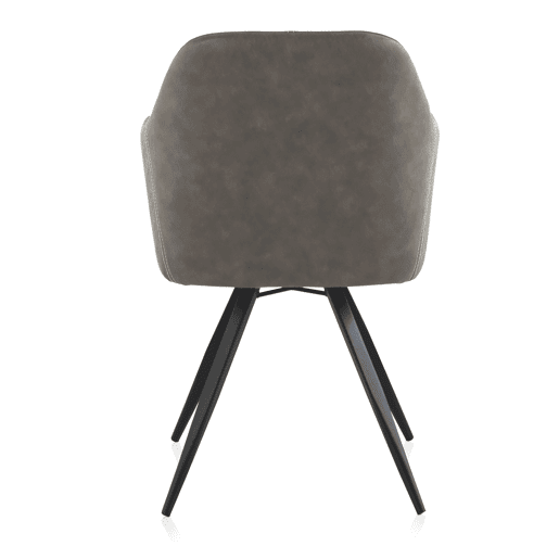 Poltrona de efeito de couro taupe com pernas de metal