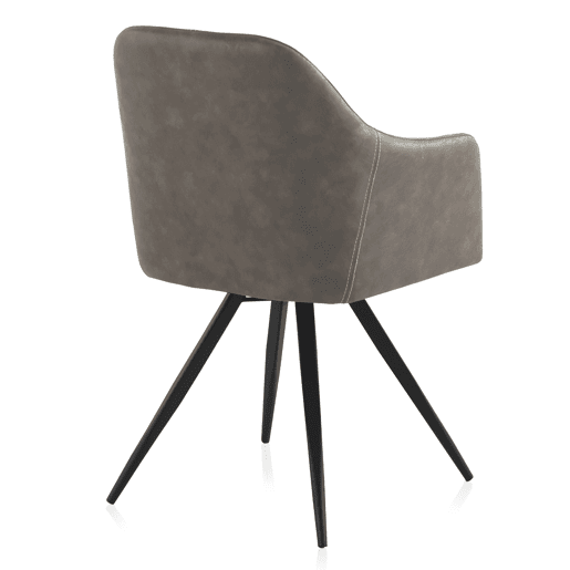 Poltrona de efeito de couro taupe com pernas de metal