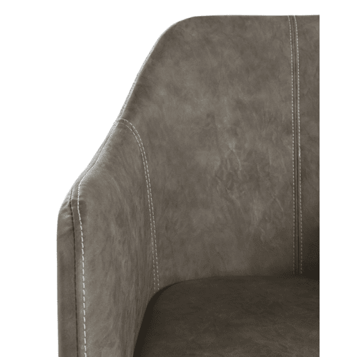 Poltrona de efeito de couro taupe com pernas de metal