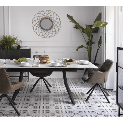 Mesa extensível cinza Tampo de cerâmica e pernas de metal 160210X90 cm