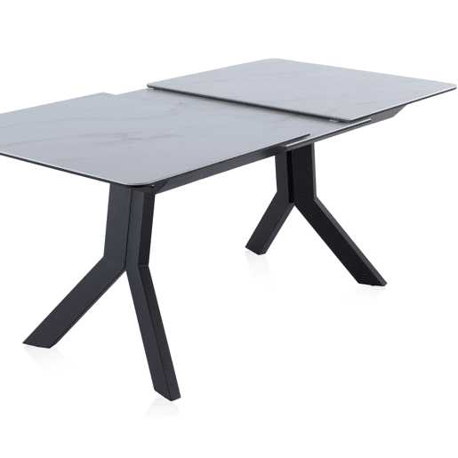 Mesa extensível cinza Tampo de cerâmica e pernas de metal 160210X90 cm