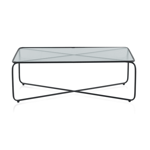 Mesa de centro de metal com tampo de vidro Mesa de centro de metal com tampo de vidro