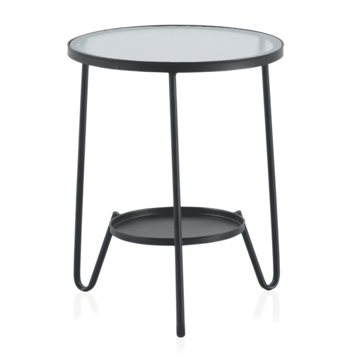 Mesa lateral de metal com tampo de vidro Mesa lateral de metal com tampo de vidro