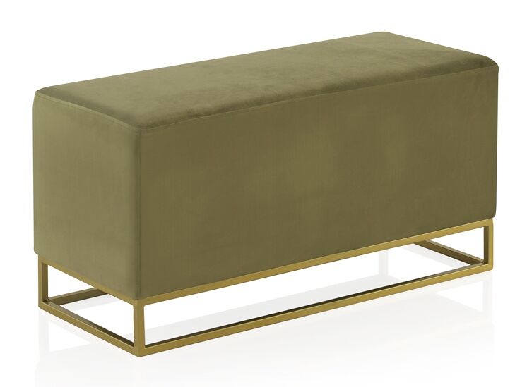 taburete tapizado terciopelo verde con base dorada