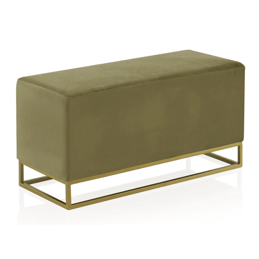 Banco Estofado Em Veludo Verde Com Base Dourada Banco Estofado Em Veludo Verde Com Base Dourada