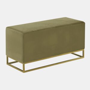 Banco Estofado Em Veludo Verde Com Base Dourada