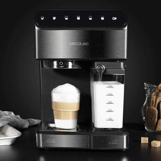 Cecotec Máquina de café semi automática com thermoblock, 20 bares e depósito de leite.