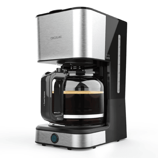 Cecotec Máquina de café de filtro, para 12 chávenas, com acabamentos em aço inoxidável e intensificador de aroma.
