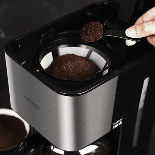 Cecotec Máquina de café de filtro, para 12 chávenas, com acabamentos em aço inoxidável e intensificador de aroma.