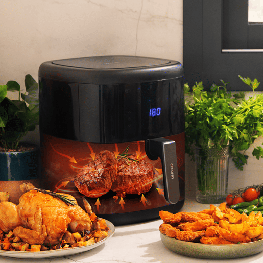 Cecotec Fritadeira digital e compacta sem óleo de 6 L de capacidade. Cecotec Fritadeira digital e compacta sem óleo de 6 L de capacidade.