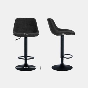 Set de 2 Taburetes de bar Loft Tela Negro 49X43X79 cm