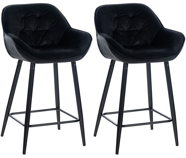 Set de 2 taburetes de bar gibson 76 de terciopelo negro 57.5x54x93.5 cm