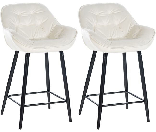 Set de 2 taburetes de bar gibson 76 de terciopelo crema 57.5x54x93.5 cm