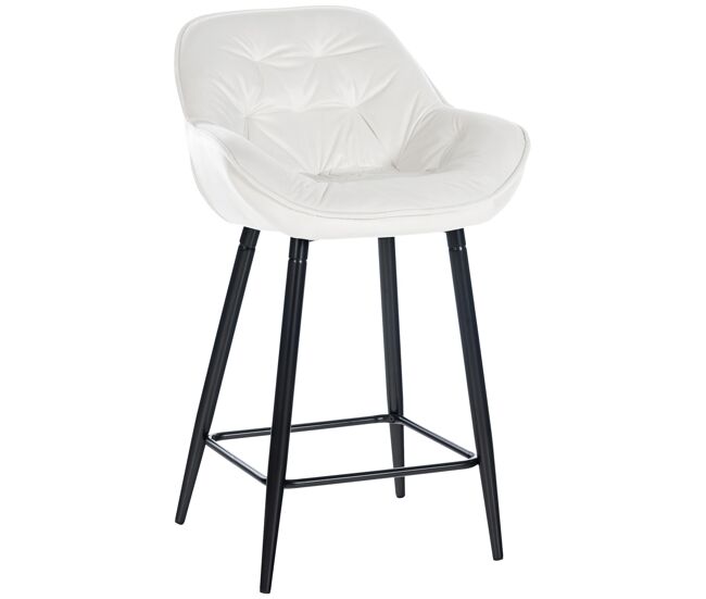 Taburete de bar gibson 76 de terciopelo blanco crema 57.5x54x93.5 cm