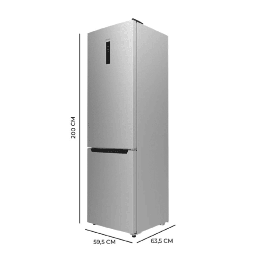 Cecotec Frigorífico Combi Inox com capacidade de 356 l, 200 cm de altura e 60 cm de largura, classe D, com sistema Multi Air Flow, Total No Frost e 2 gaveta para produtos frescos, adaptável a todas as suas necessidades.