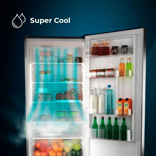 Cecotec Frigorífico Combi Inox com capacidade de 356 l, 200 cm de altura e 60 cm de largura, classe D, com sistema Multi Air Flow, Total No Frost e 2 gaveta para produtos frescos, adaptável a todas as suas necessidades.