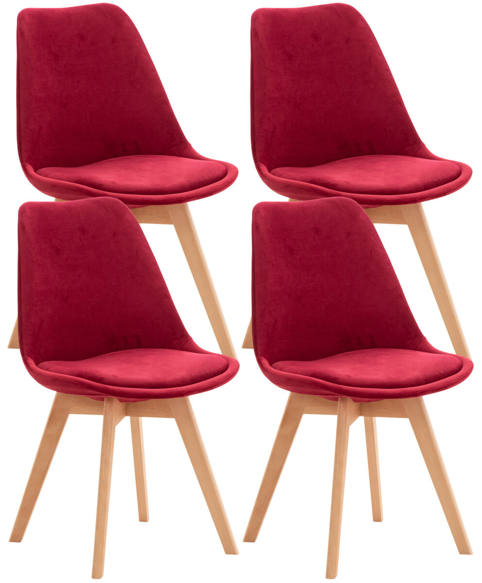 Set de 4 sillas de comedor linares terciopelo rojo 50x49x83 cm