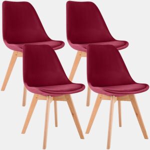 Juego de 4 sillas de comedor Linares Terciopelo Rojo 50X49X83 cm