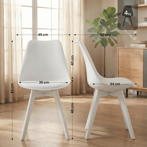 Juego de 4 sillas de comedor Linares Plástico Blancoblanco 50X49X83 cm