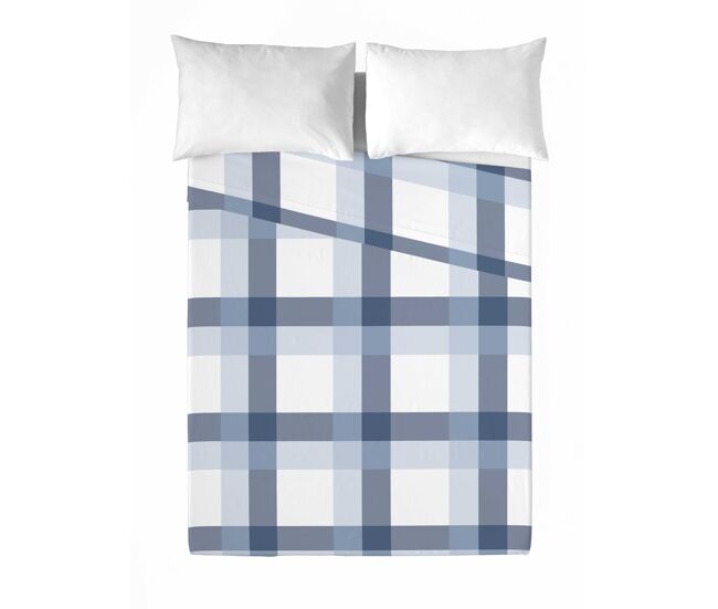 Juego de sábanas escoces azul-blanco cama 180