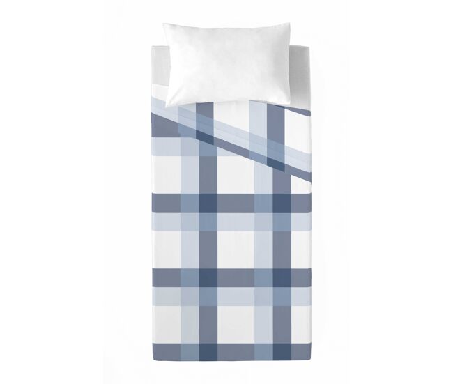 Juego de sábanas escoces azul-blanco cama 90