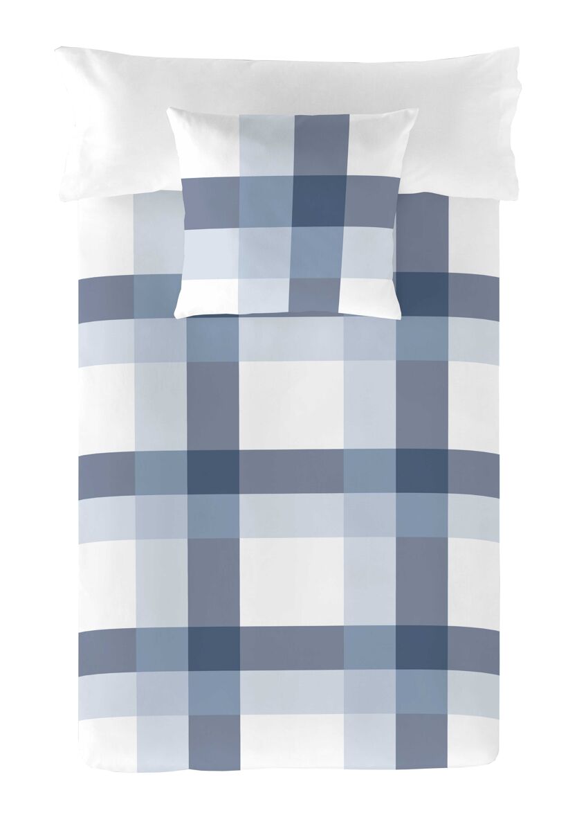 Funda nórdica escoces azul-blanco cama 105