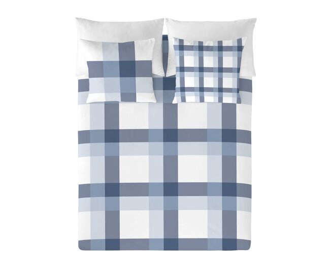 Funda nórdica escoces azul-blanco cama 135
