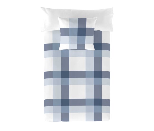 Funda nórdica escoces azul-blanco cama 90