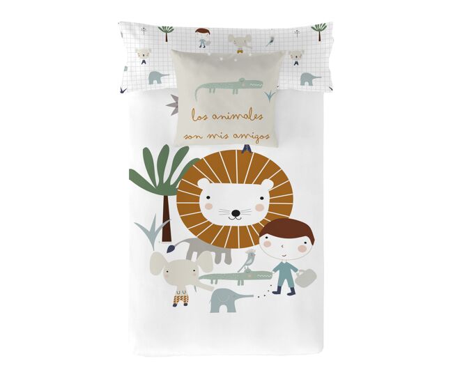 Funda nórdica reversible jungla niño a cama 105