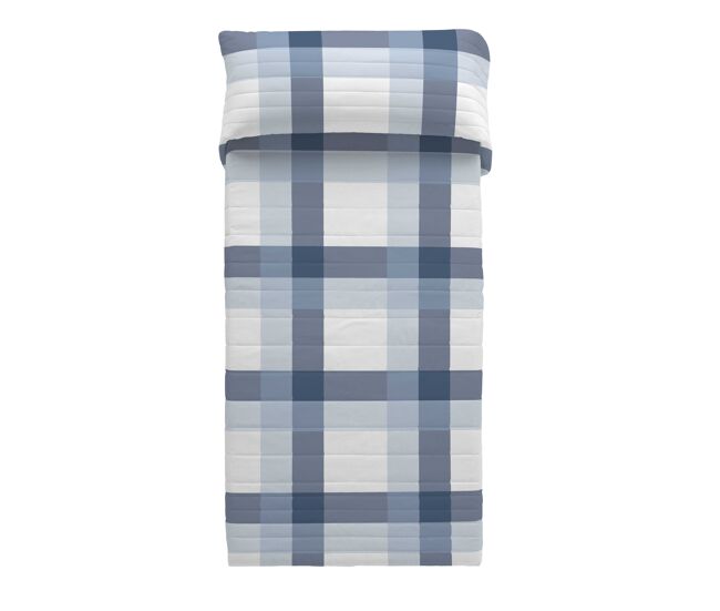 Colcha bouti escoces azul-blanco cama 105