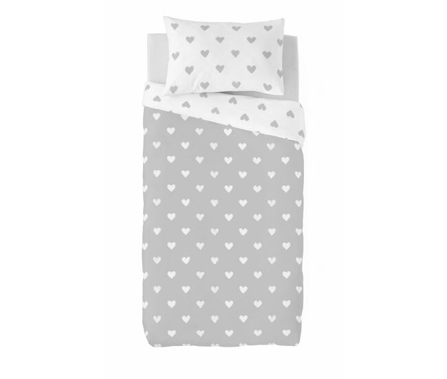 Funda nórdica reversible corazones a cama 90