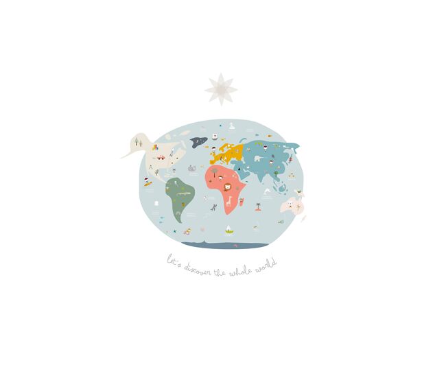 Juego de sábana cuna/maxicuna mapa mundi maxicuna 70-80 cm