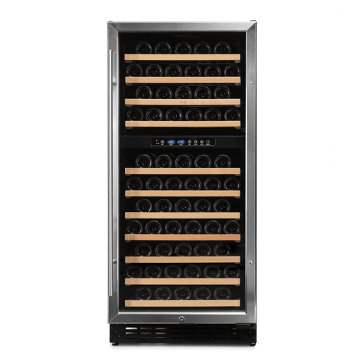 Cave de Vinho 111 garrafas Vinobox 110 GC 2T Inox Instalação livre ou encastre Duas Zonas de temperatura