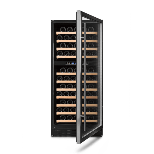 Cave de Vinho 111 garrafas Vinobox 110 GC 2T Inox Instalação livre ou encastre Duas Zonas de temperatura