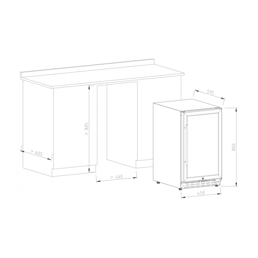 Cave de Vinho 32 garrafas Vinobox 40 GC 2T Preto Instalação livre ou encastre Duas Zonas de temperatura