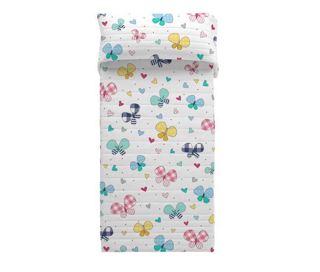 Colcha bouti vichy butterflies cama 90