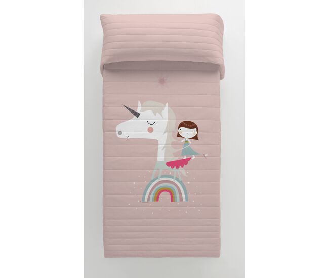 Colcha bouti reversible unicorn pink 180x260 cm