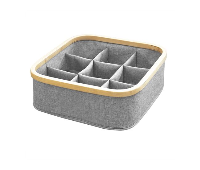 Cesta marco bambú 9 compartimentos color gris