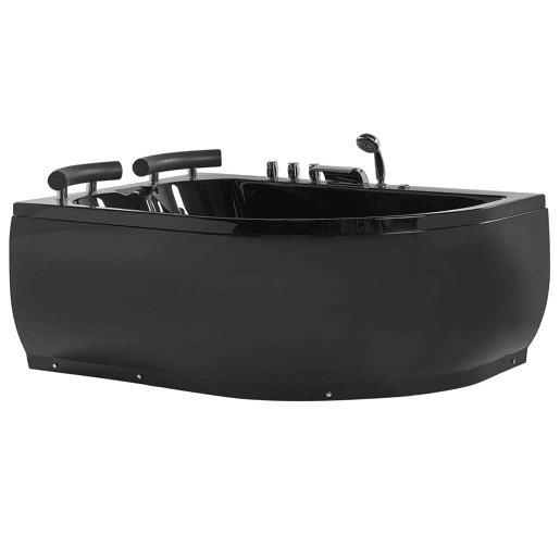 Banheira de hidromassagem de canto com LED PARADISO à direita 1580 x 1130 mm Preto