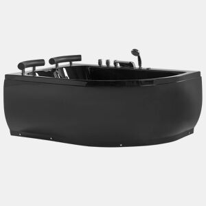 Banheira de hidromassagem de canto com LED PARADISO à direita 1580 x 1130 mm Preto
